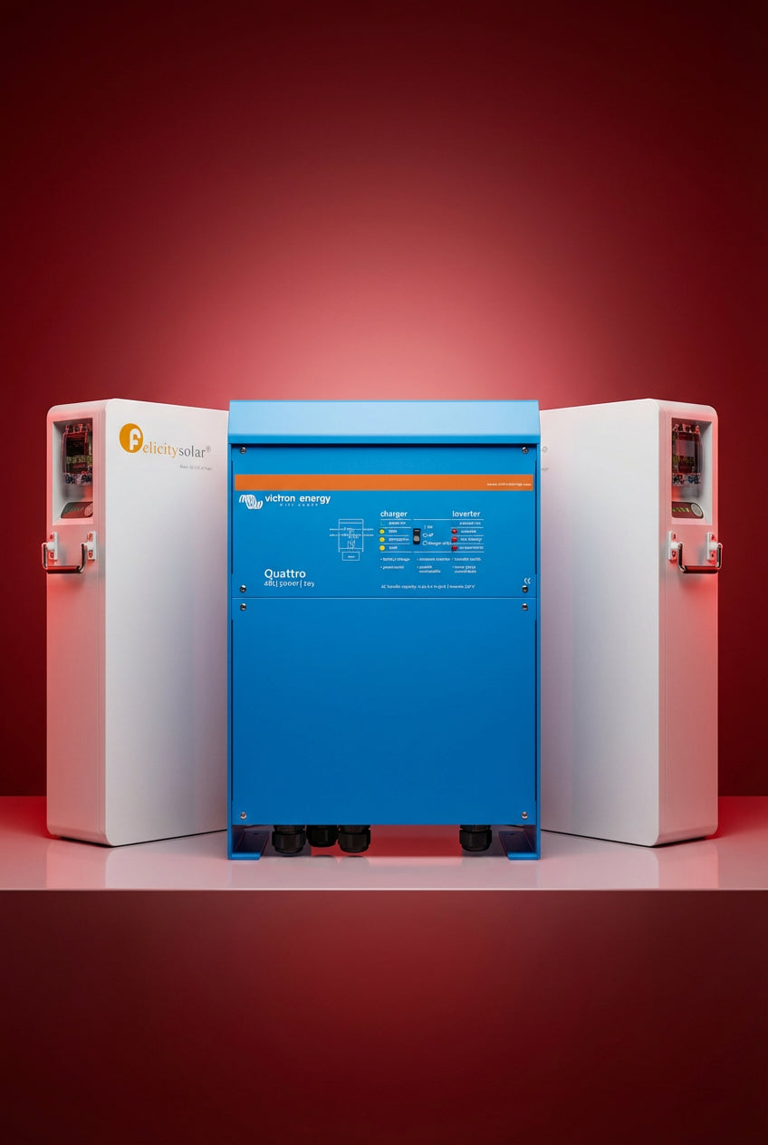 Kit stocare energie Victron Quattro cu Invertor Hibrid și Autonomie de 20 kWh