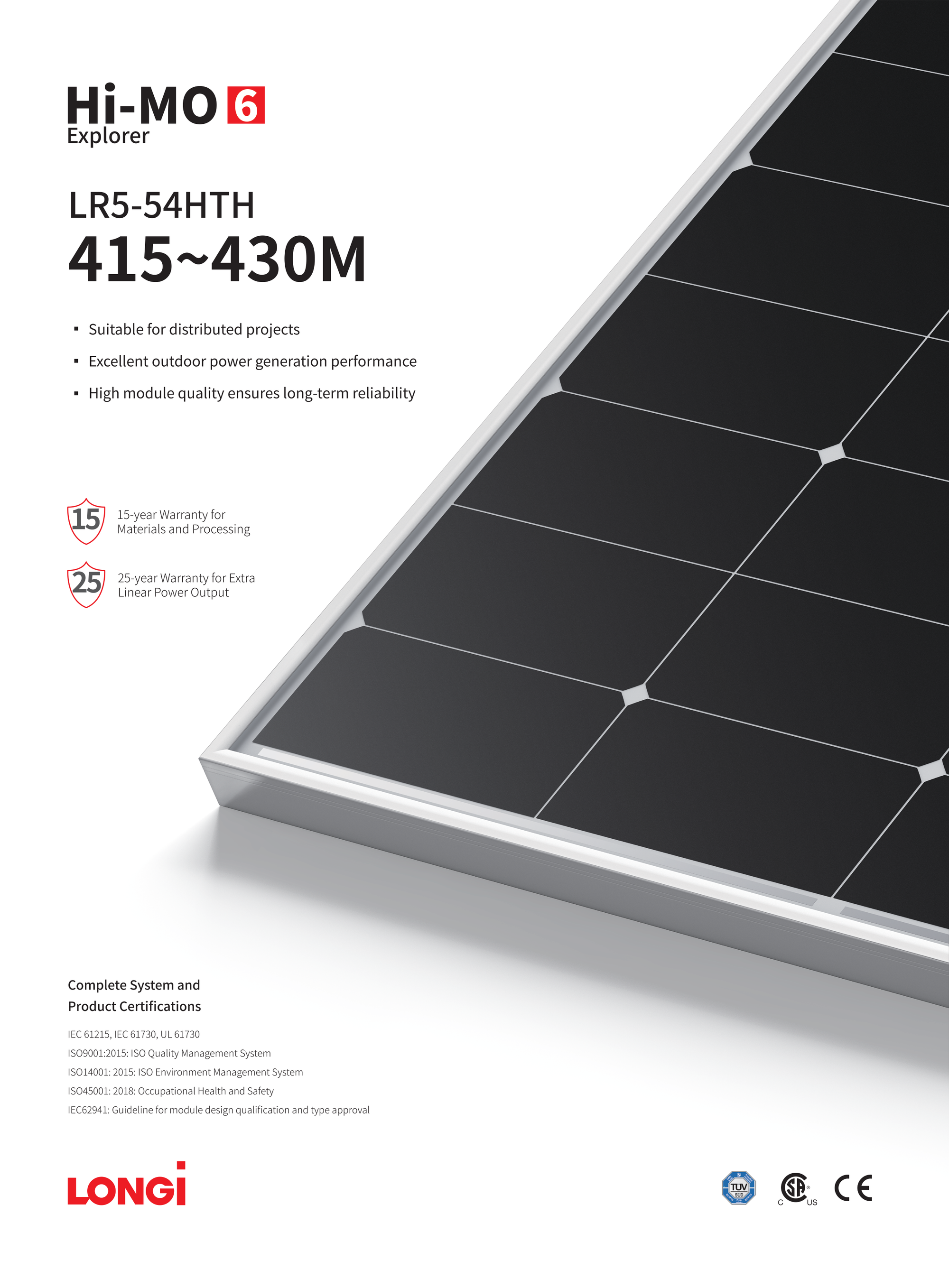 Panou fotovoltaic Longi 430W LR5-54-HTH - SunGrid