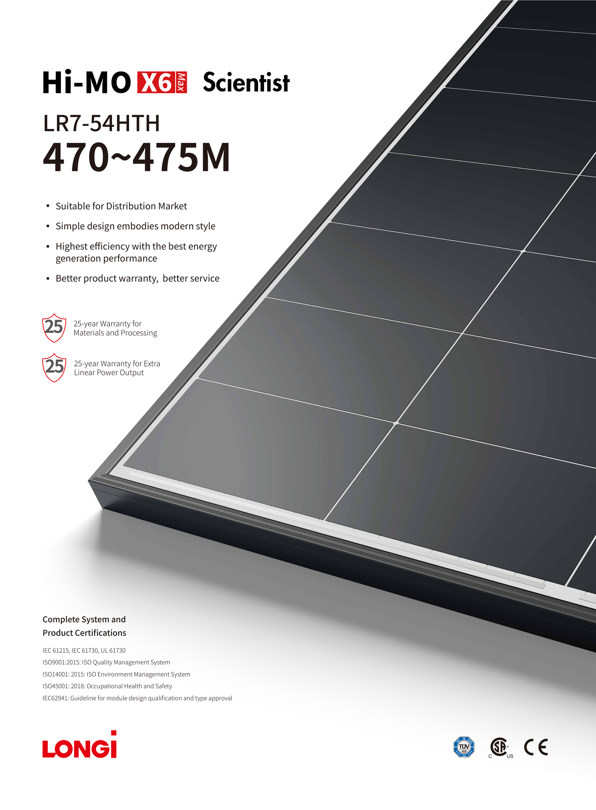 Panou fotovoltaic Longi 470W HI-MO X6 MAX - SunGrid